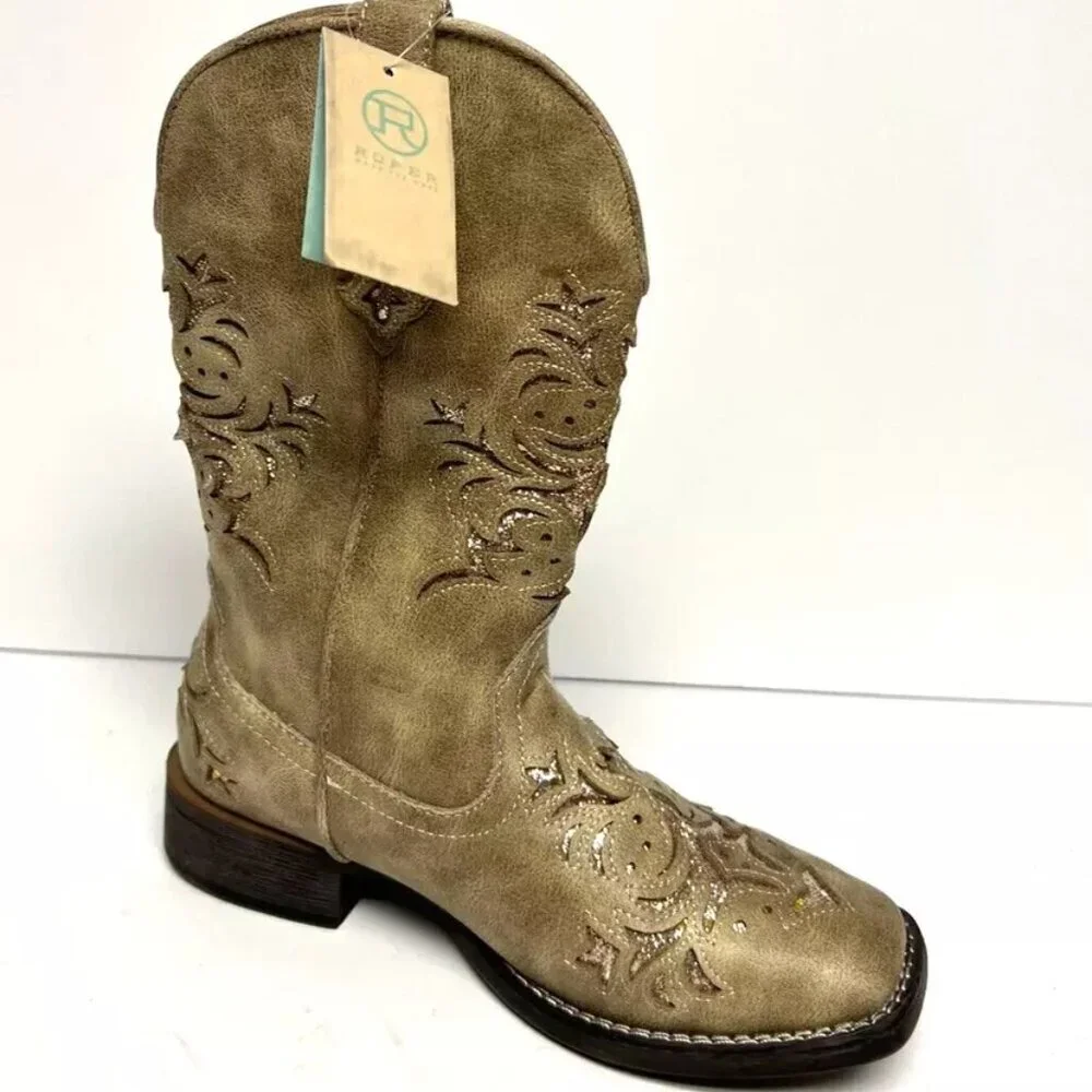 Roper Women's Kennedy Western Boots Tan Size 6.5 M